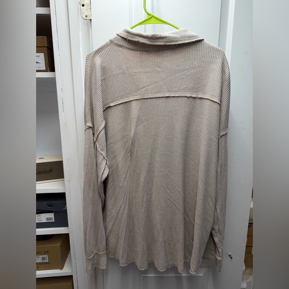 BKE Ribbed Button-Up Shirt Jacket - Picture 2 of 3